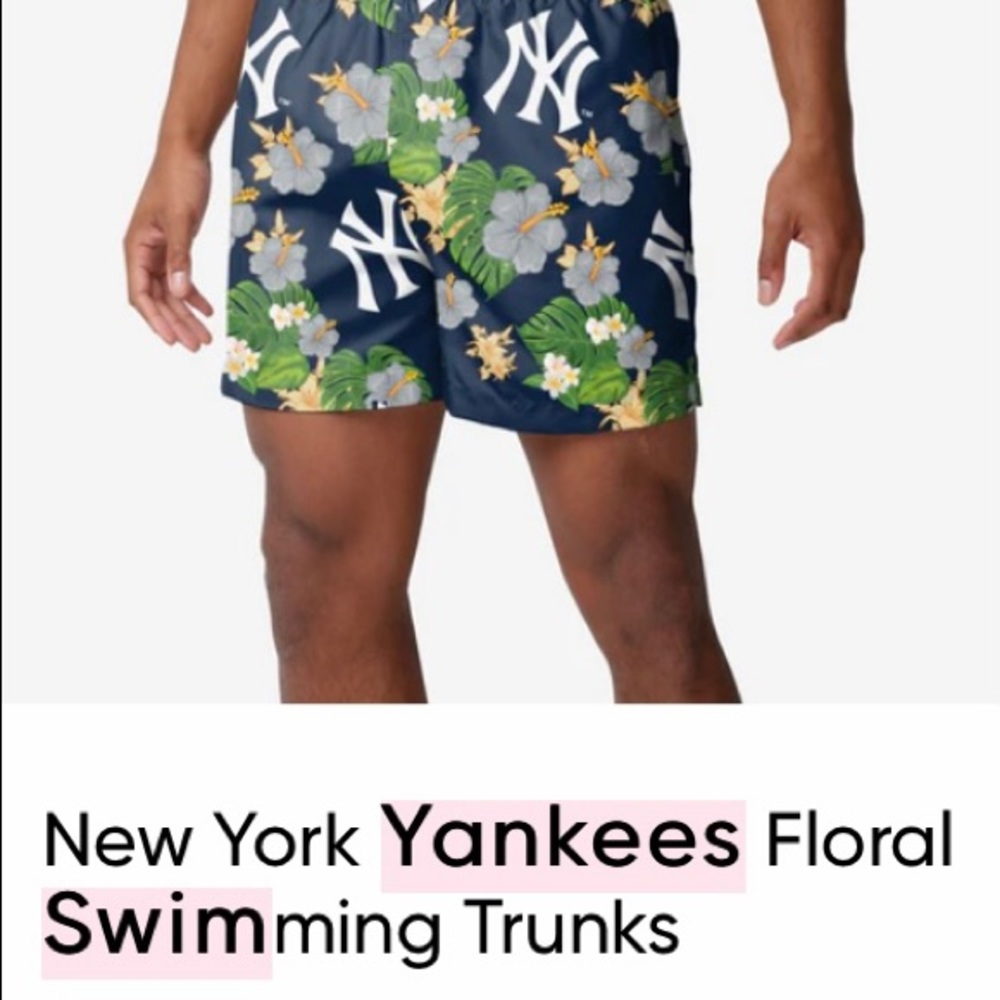 New York Yankees Floral Mens Swim Trunks - FOCO - 2XL